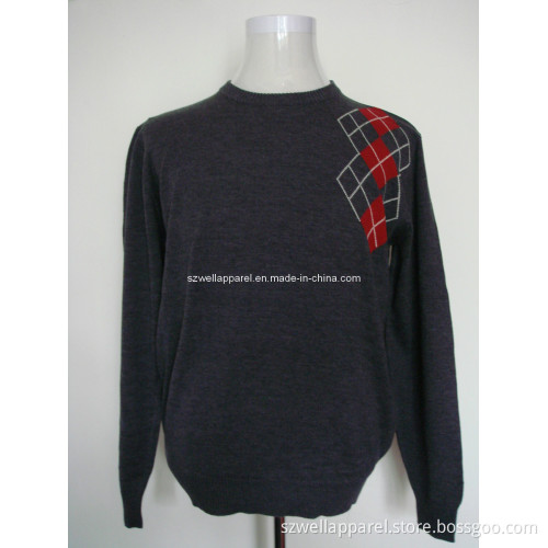 Man's Diamond Intarsia Cashmere Sweater (SZWA-0941)
